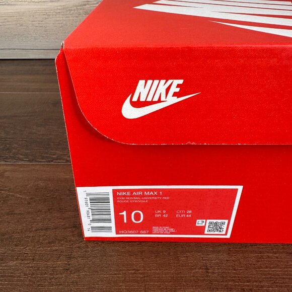 Nike Air Max 1 Mens Size 10 Gym Red Sail University Red Crimson HQ3607 687 - Picture 9 of 9